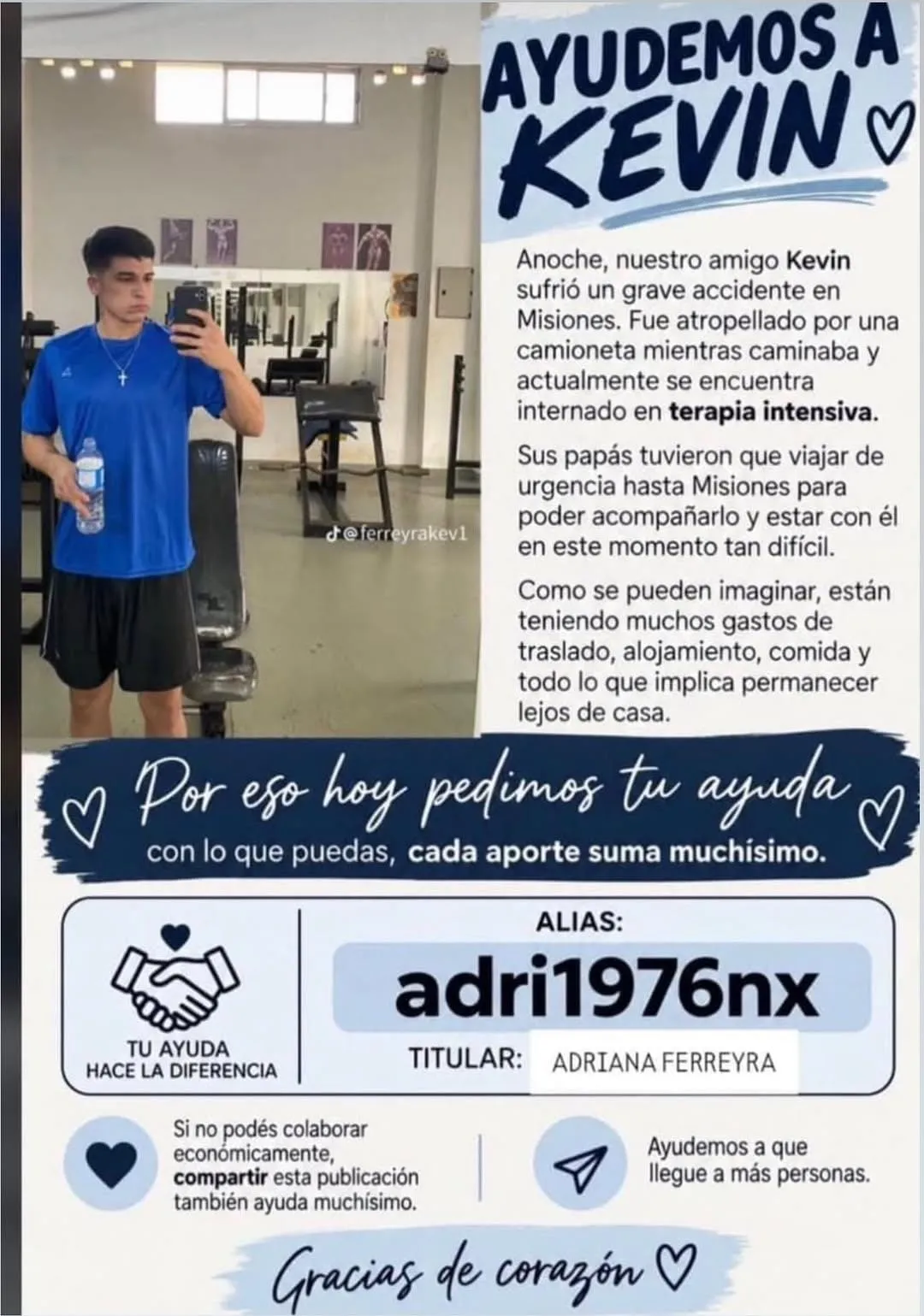 Campaña Solidaria: Inician Colecta para Apoyar a la Familia de Kevin tras un Grave Accidente