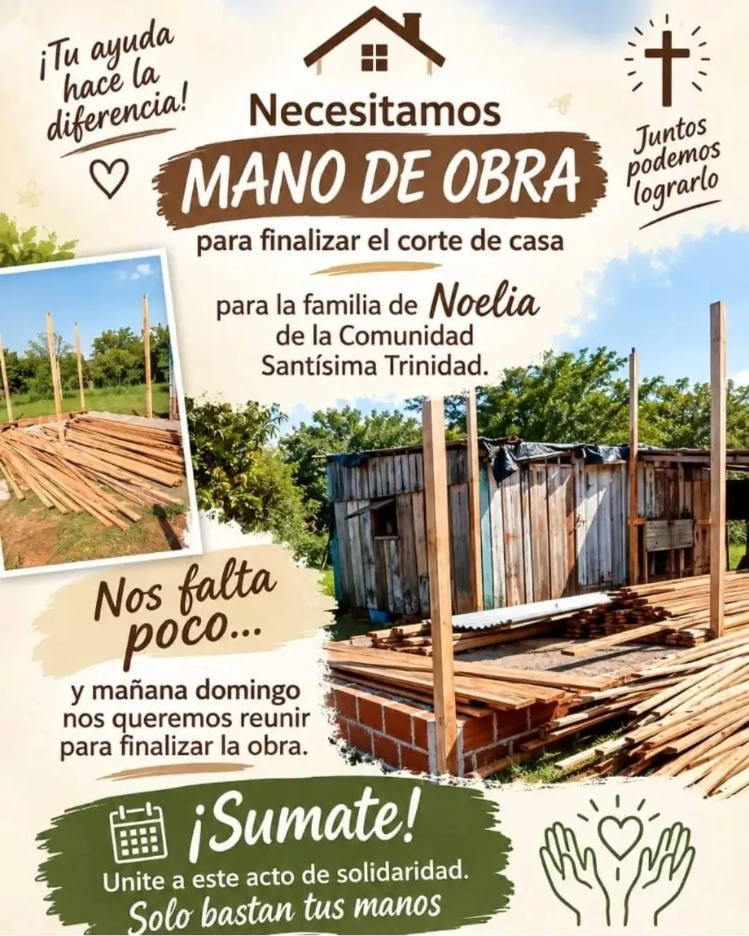 Campaña Solidaria: Solicitan Mano de Obra Voluntaria para Finalizar Vivienda de una Familia Necesitada