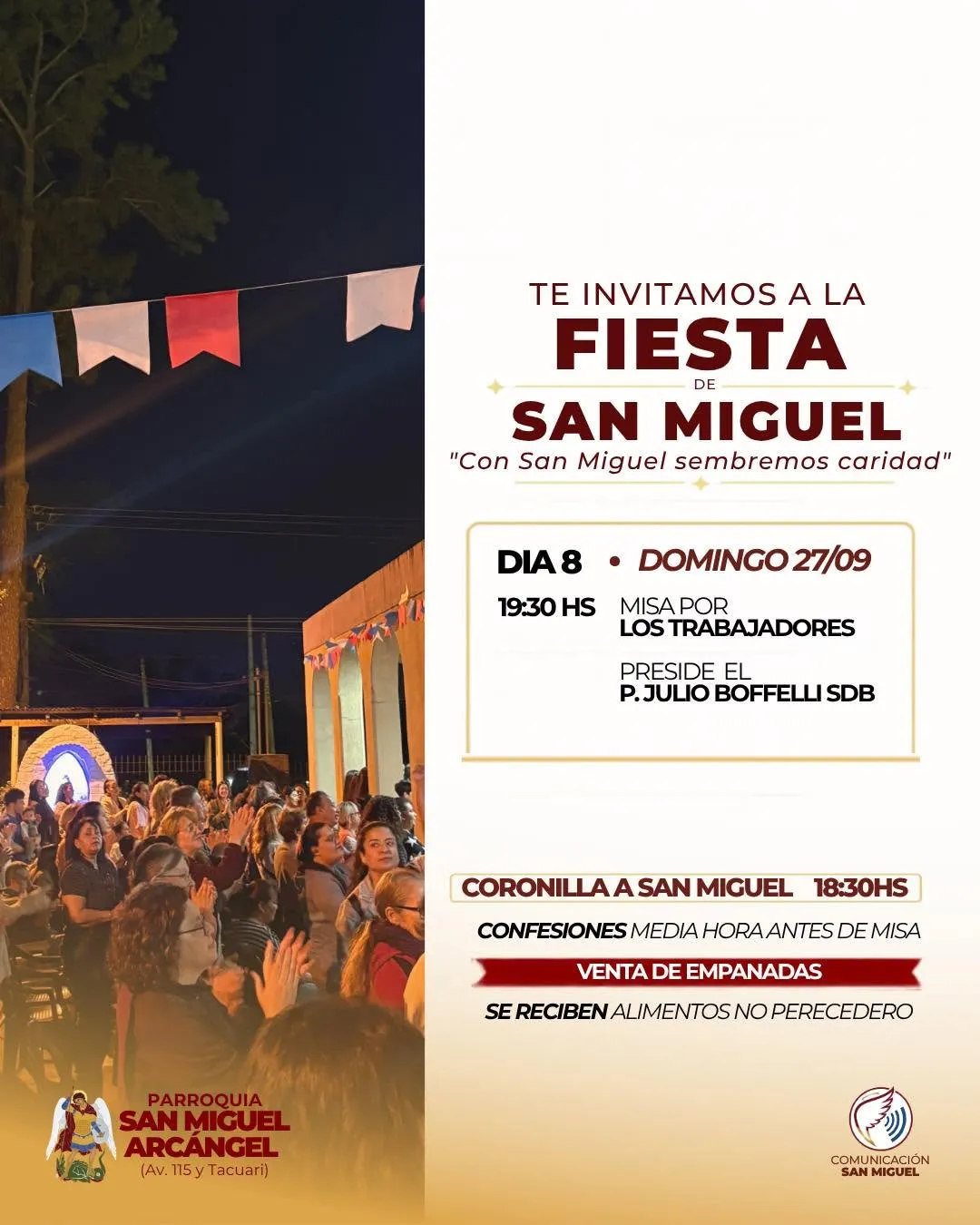 Fiesta Patronal de San Miguel Arcángel: Día 8 de Novena con Misa por los Trabajadores