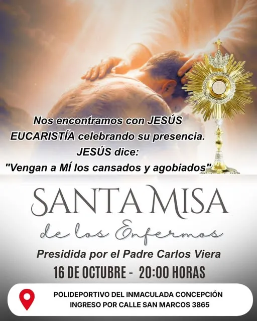 Invitan a la Santa Misa de los Enfermos Presidida por el Padre Carlos Viera