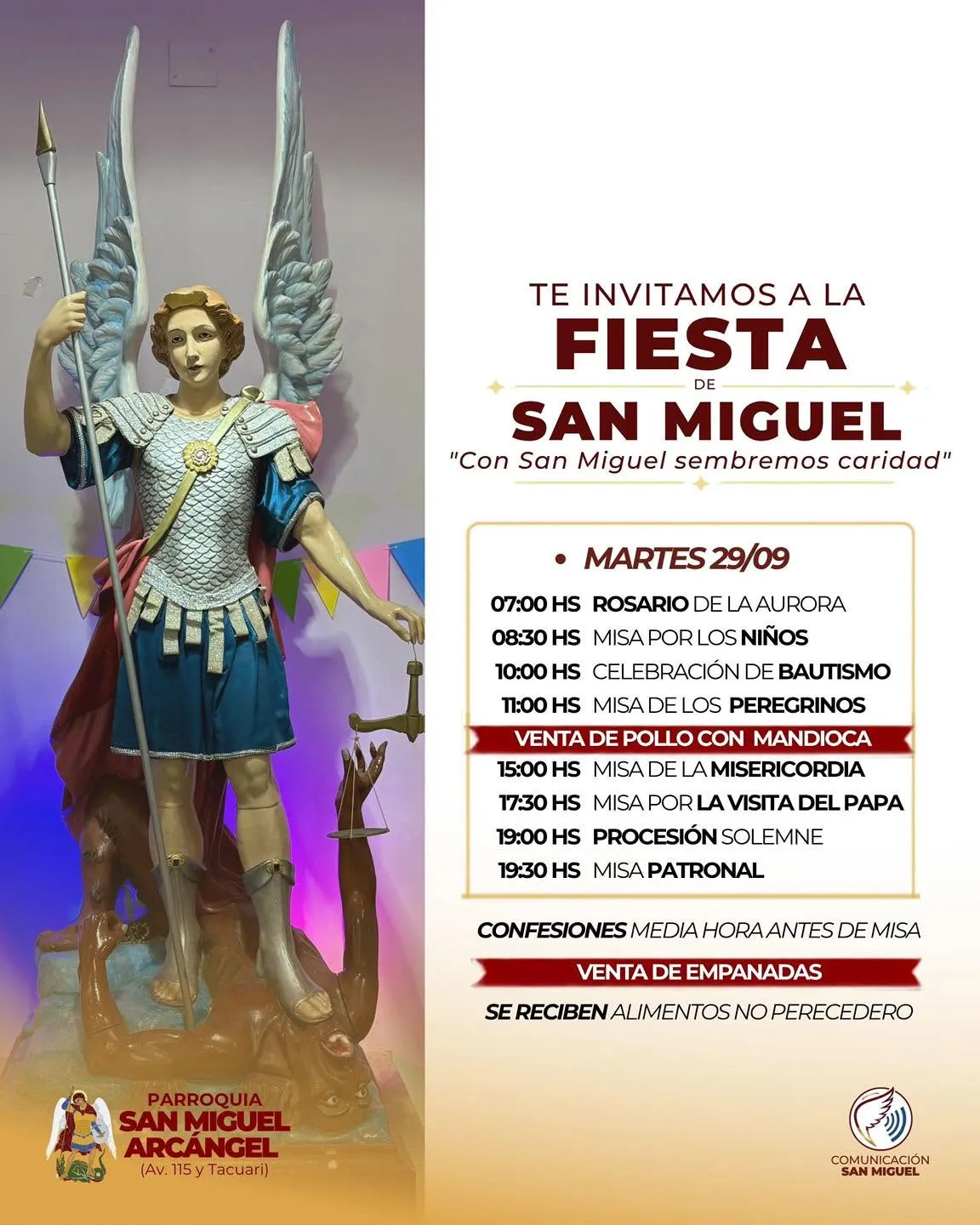 Fiesta Patronal de San Miguel Arcángel: Extenso Programa de Celebraciones para la Jornada Central