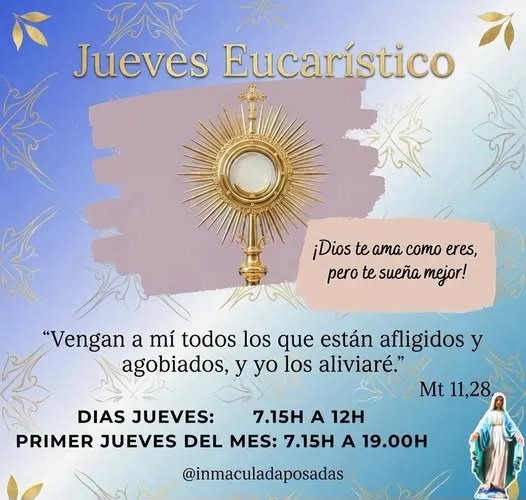 Jueves Eucarístico: Convocan a la Adoración al Santísimo Sacramento en la Parroquia Inmaculada Concepción