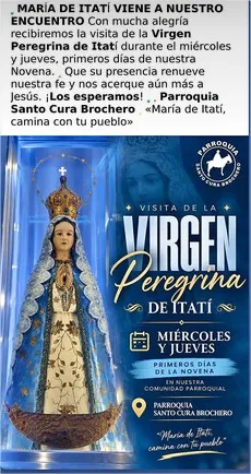 Parroquia Santo Cura Brochero: Anuncian la Visita de la Virgen Peregrina de Itatí