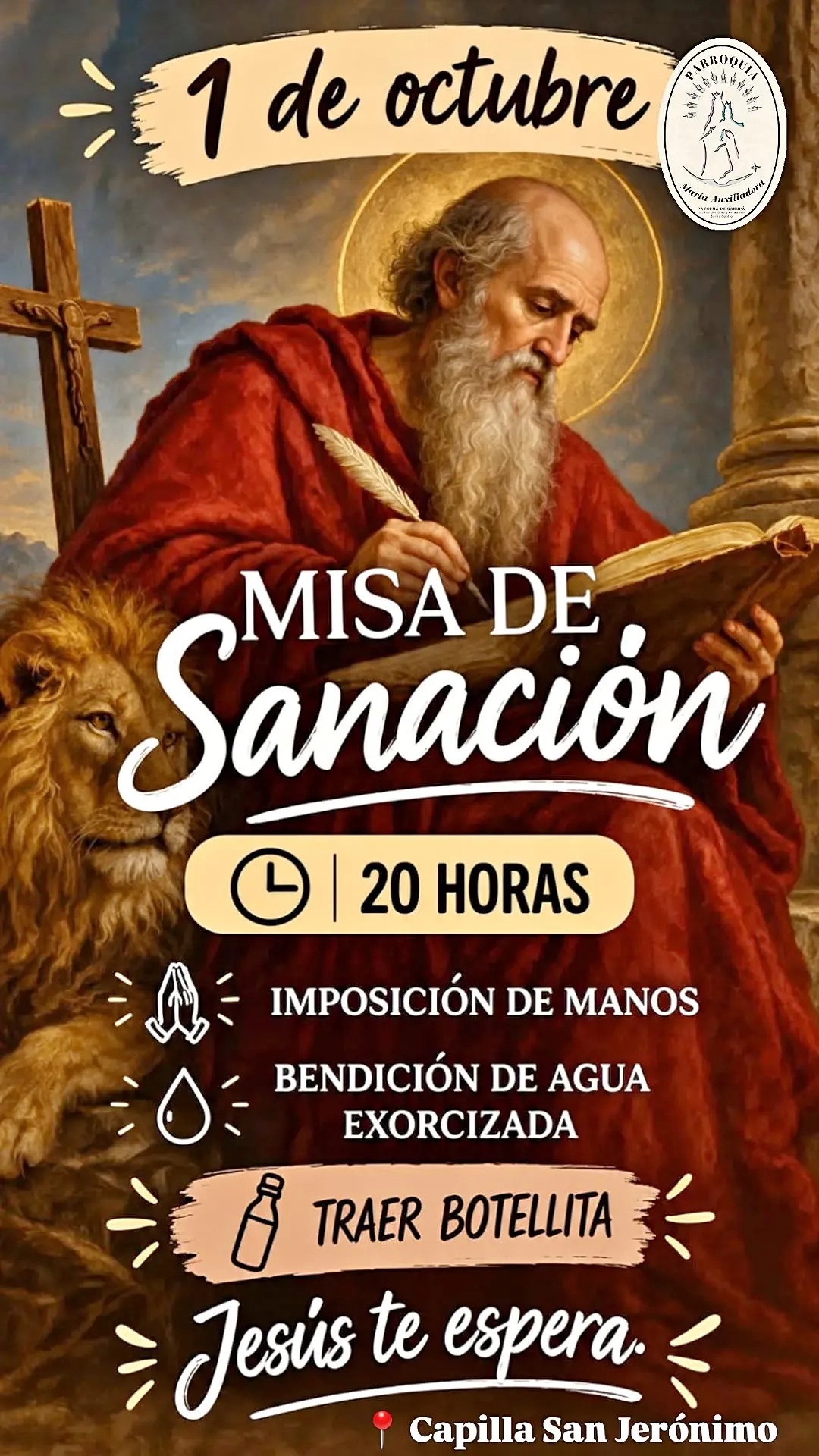Capilla San Jerónimo: Convocan a Misa de Sanación con Imposición de Manos