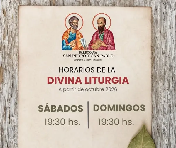 Parroquia San Pedro y San Pablo: Anuncian Nuevos Horarios para la Divina Liturgia a Partir de Octubre